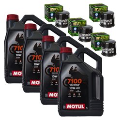 4X Motul 7100 10W40 4L + 4X Hiflofiltr HF204