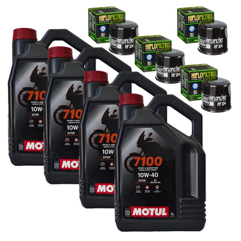 4X Motul 7100 10W40 4L + 4X Hiflofiltr HF204
