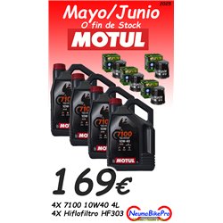 4X Motul 7100 10W40 4L + 4X Hiflofiltr HF204