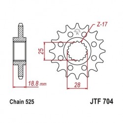 Piñón JTF704 de acero con...