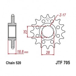 Piñon JTF705 de acero con...