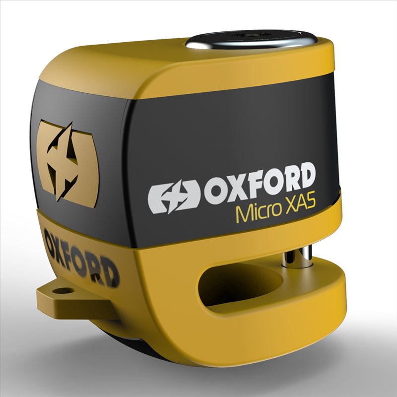 Candado de disco c/alarma Oxford Micro XA5 5,5 mm Amarillo