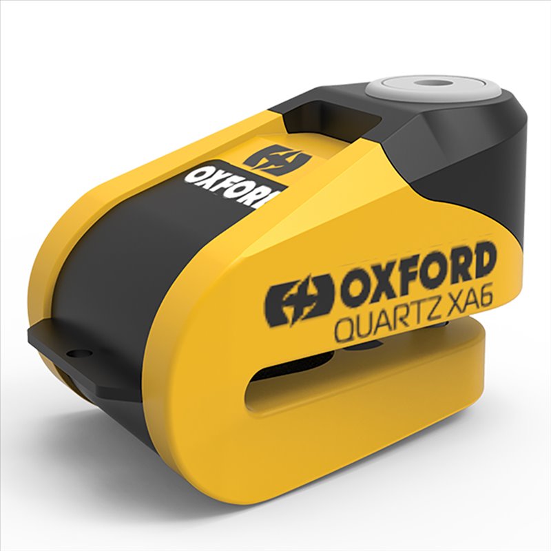 Candado de disco c/alarma Oxford Quartz XA6 Amarillo/Negro
