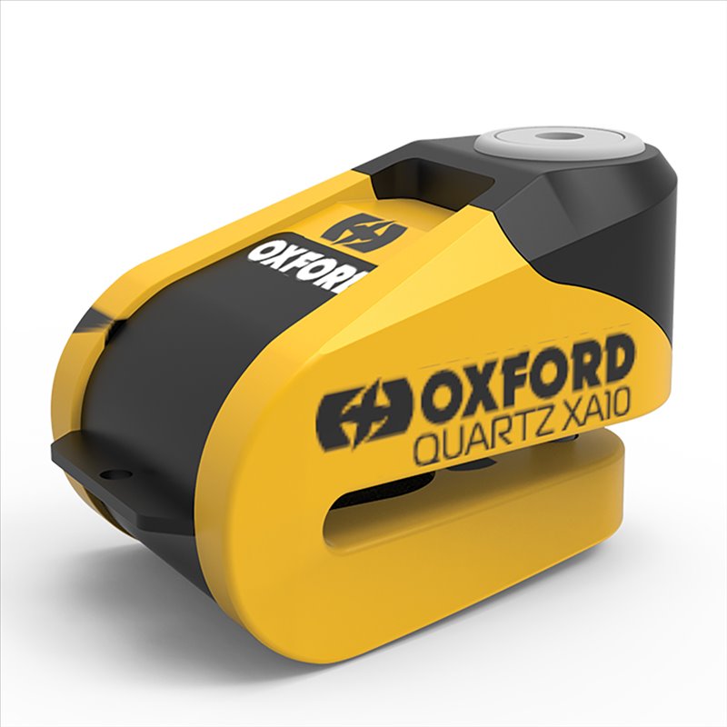 Candado de disco c/alarma Oxford Quartz XA10 Amarillo/Negro