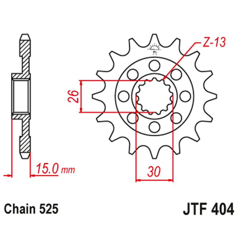 Piñon JTF404 de acero con 16 dientes