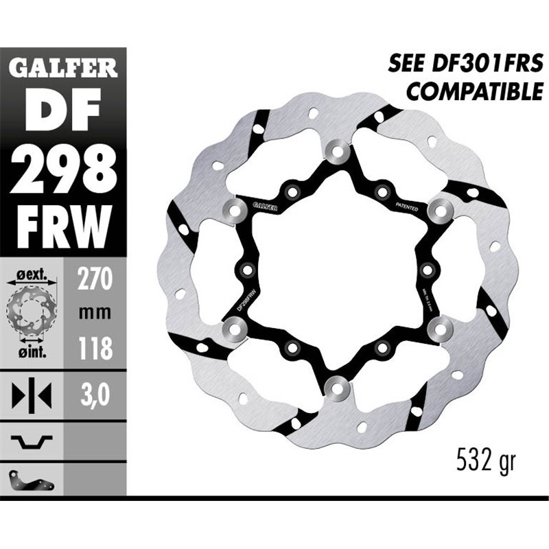 Disco freno Galfer DF298FRW