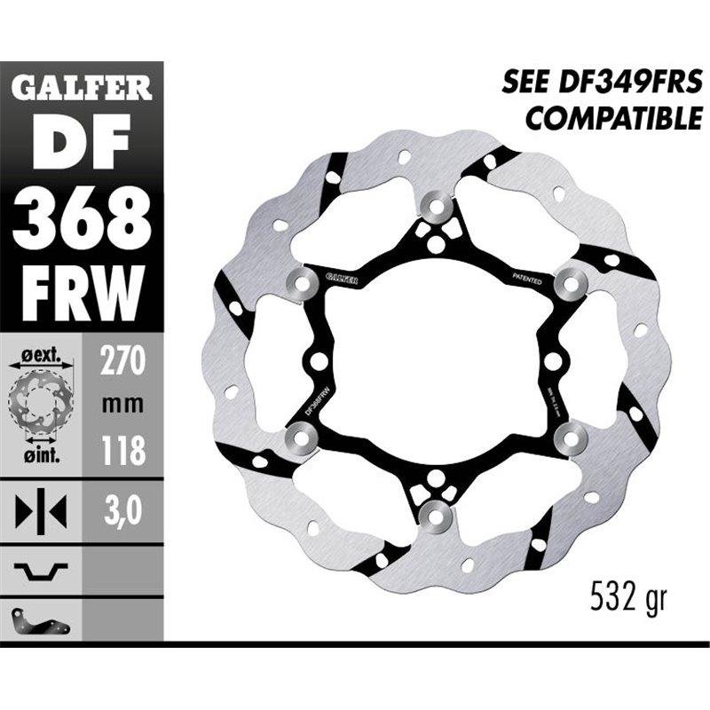 Disco freno Galfer DF368FRW