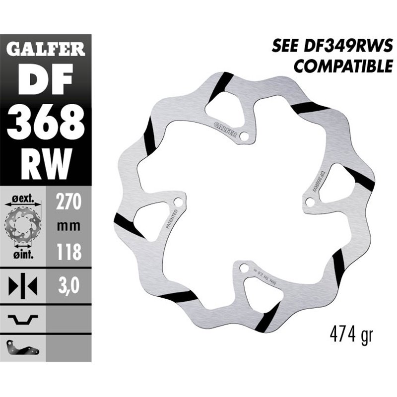 Disco freno Galfer DF368RW