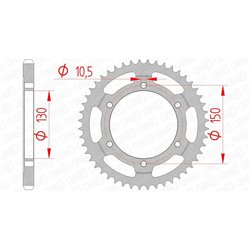 Corona AFAM acero estandar 10502 - Paso 525-47 Dientes