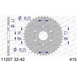 Corona AFAM acero estandar 12503 - Paso 530-42 Dientes