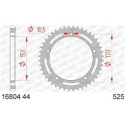 Corona AFAM acero estandar 16804 - Paso 525-44 Dientes