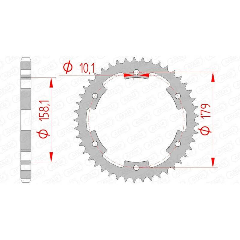 Corona AFAM acero estandar 35804 - Paso 525-45 Dientes