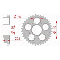 Corona AFAM acero estandar 50605 - Paso 525-36 Dientes