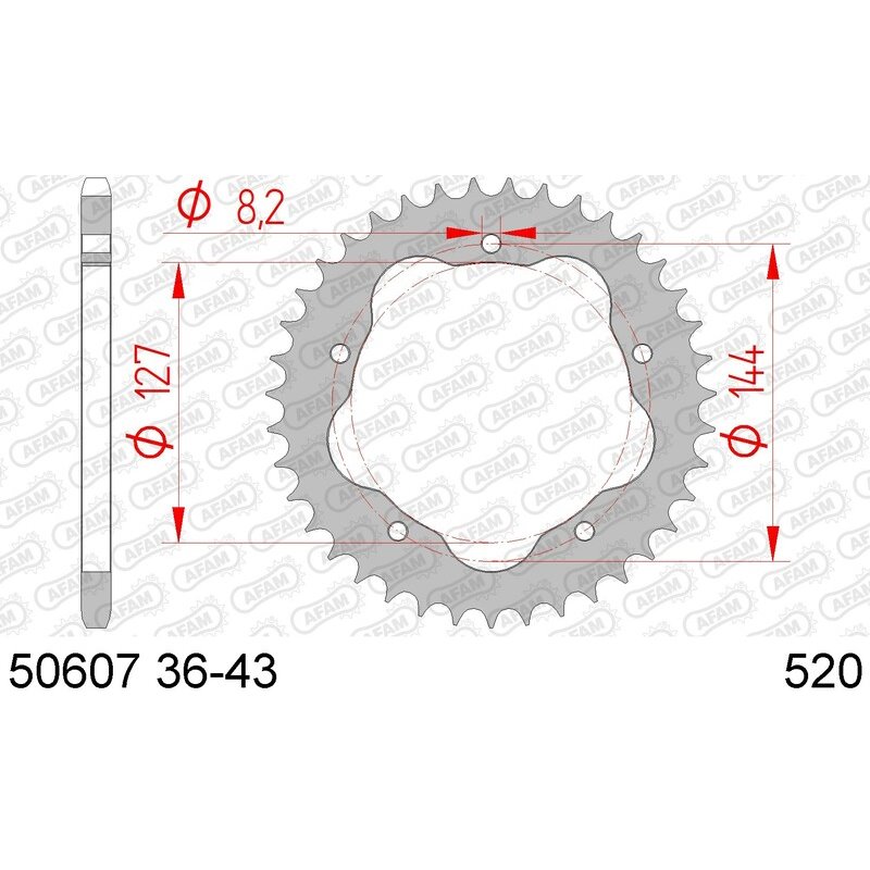 Corona AFAM acero estandar 50607 - Paso 520-41 Dientes