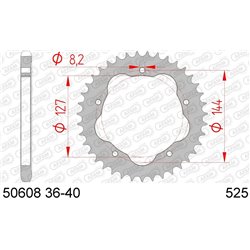 Corona AFAM acero estandar 50608 - Paso 525-39 Dientes