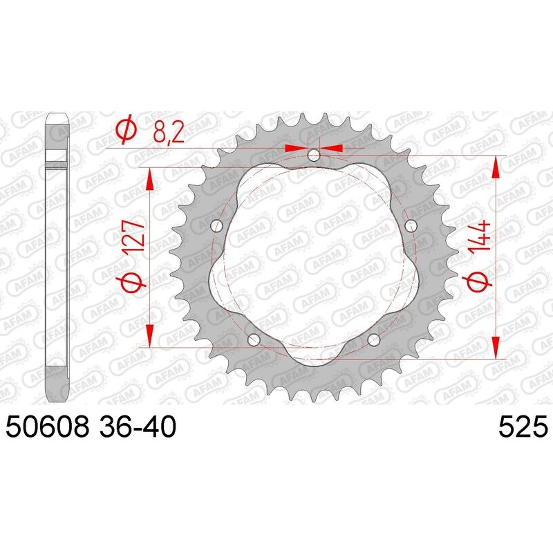 Corona AFAM acero estandar 50608K - Paso 525-41 Dientes