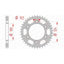 Corona AFAM acero estandar 50609 - Paso 525-37 Dientes