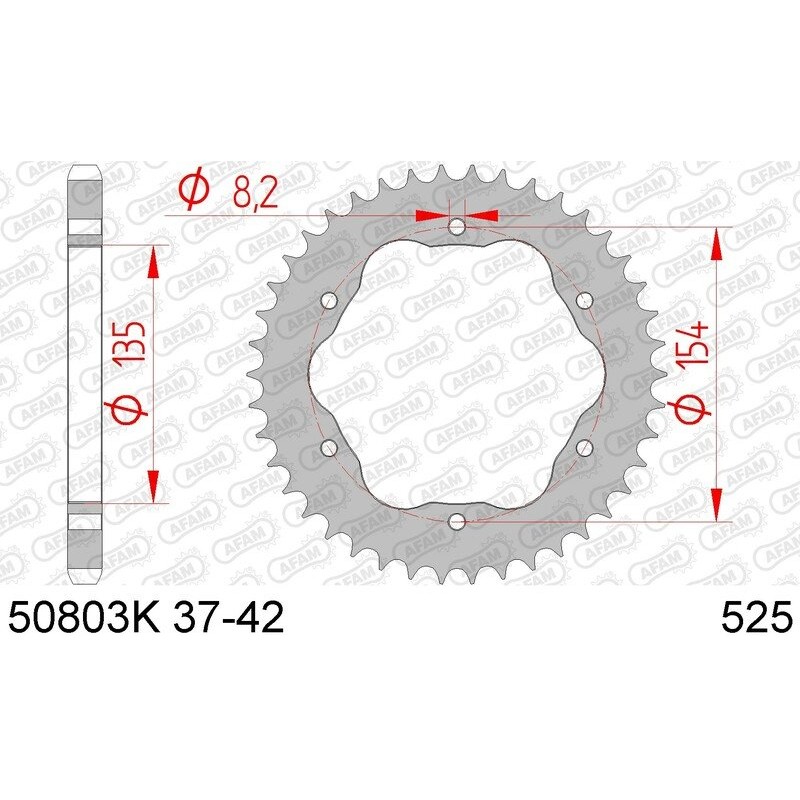 Corona AFAM acero estandar 50803K - Paso 525-38 Dientes