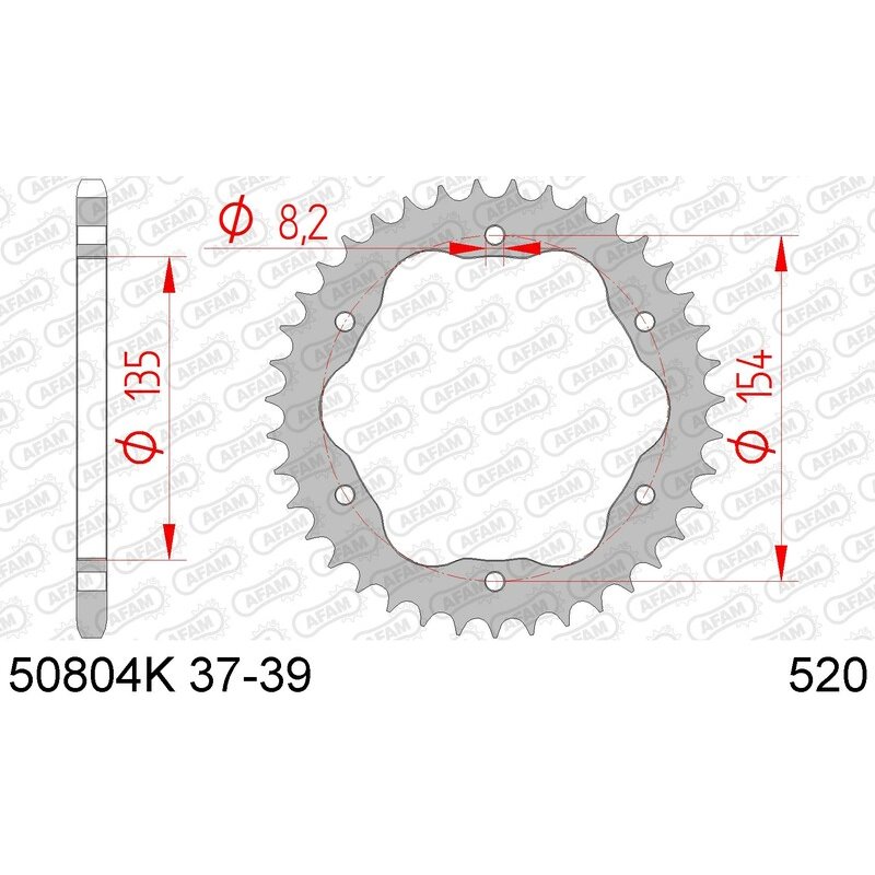 Corona AFAM acero estandar 50804K - Paso 520-38 Dientes