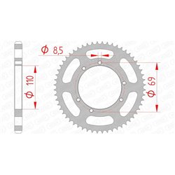 Corona AFAM acero estandar 59104 - Paso 428-47 Dientes