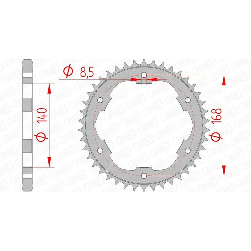 Corona AFAM acero estandar 92634 - Paso 525-42 Dientes