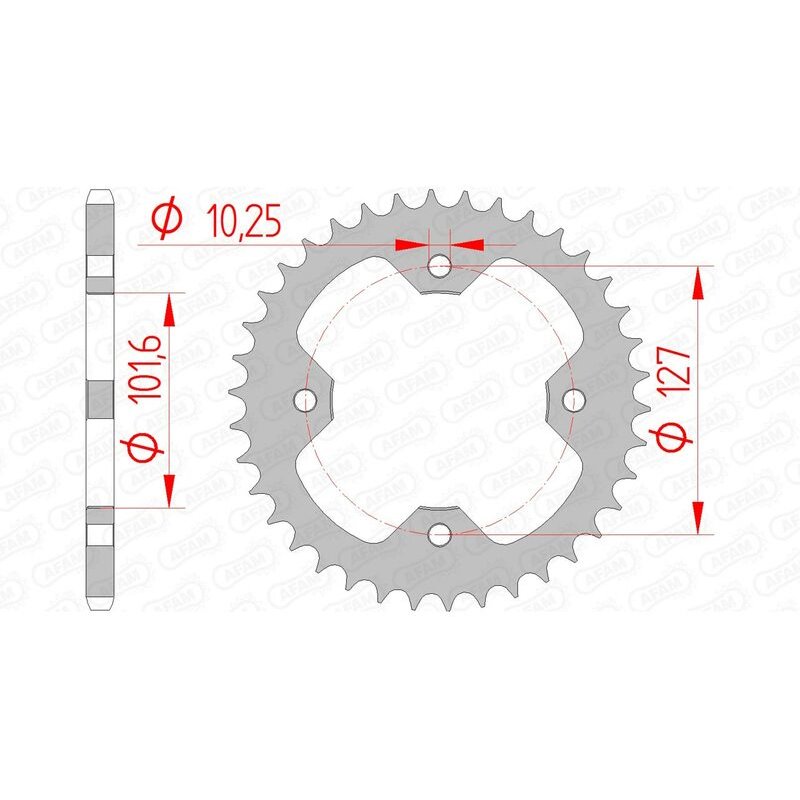 Corona AFAM acero estandar 98500 - Paso 520-37 Dientes