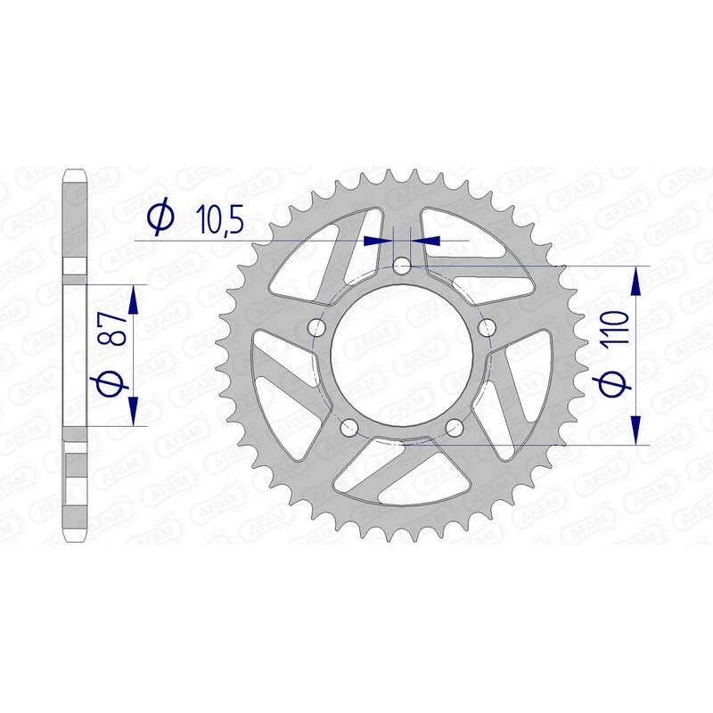 Corona AFAM aluminio 15405 - Paso 520-39 Dientes