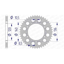 Corona AFAM aluminio 17404 - Paso 520-42 Dientes