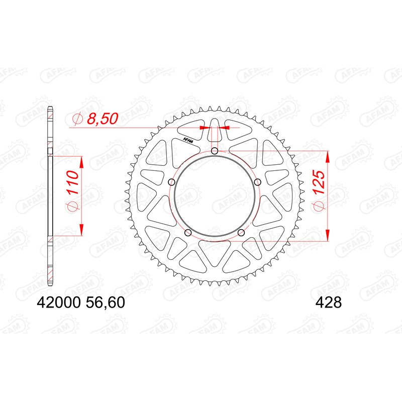 Corona AFAM aluminio 42000-56 Dientes