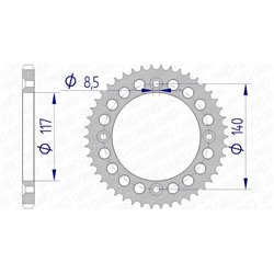 Corona AFAM aluminio ultraligera anodizada 13108 - Paso 428-46 Dientes