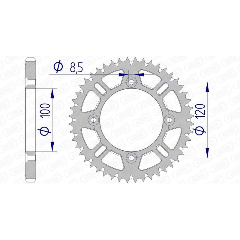 Corona AFAM aluminio ultraligera autolimpiable 15104 - Paso 428-47 Dientes