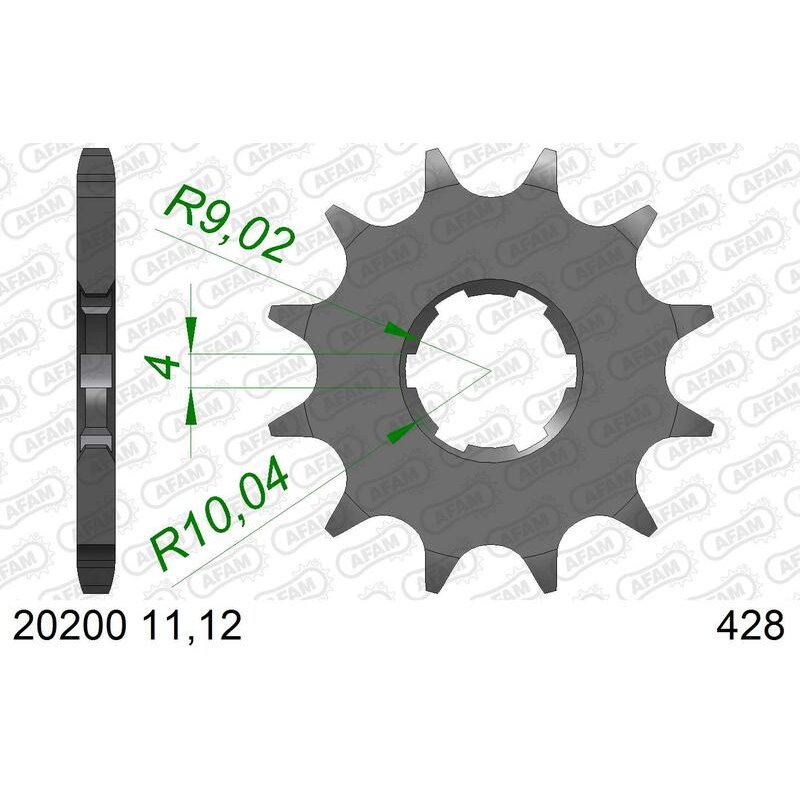 Piñon AFAM acero estandar 20200 - Paso 428-12 Dientes