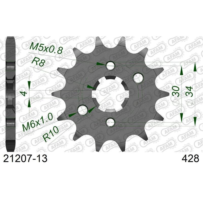 Piñon AFAM acero estandar 21207 - Paso 428-13 Dientes