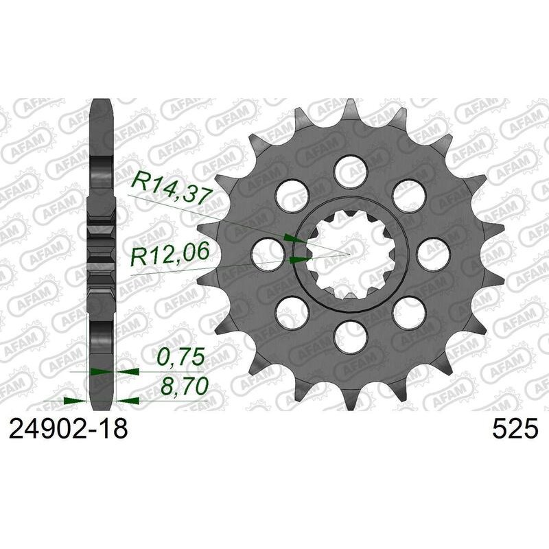 Piñon AFAM acero estandar 24902 - Paso 525-18 Dientes