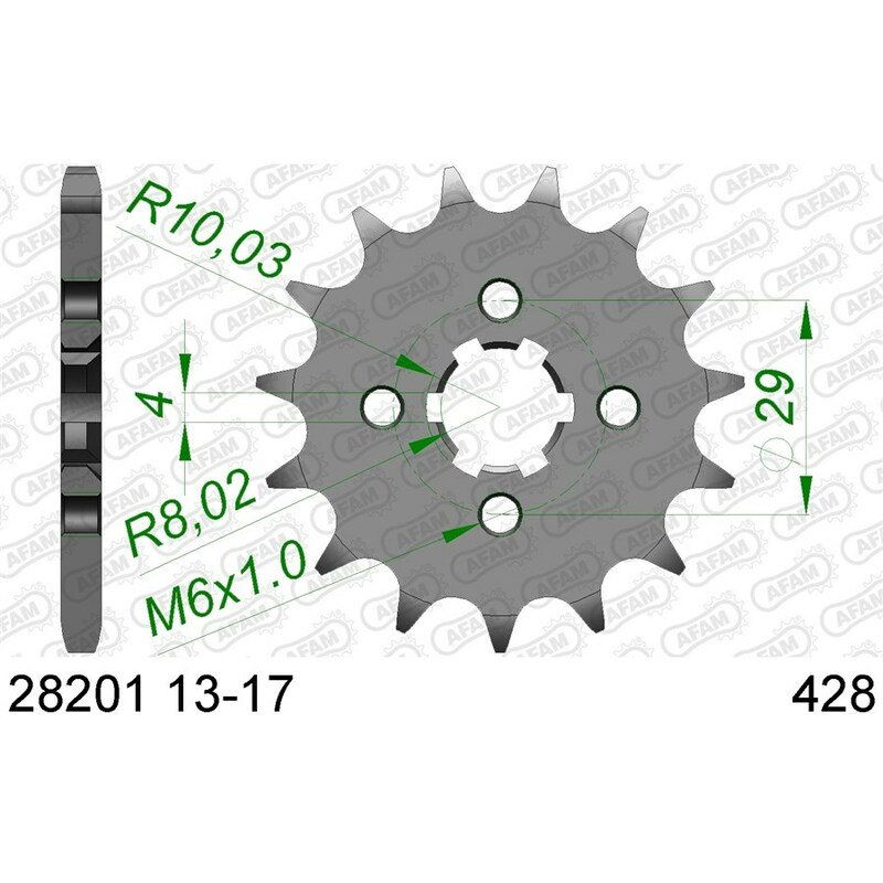 Piñon AFAM acero estandar 28201 - Paso 428-14 Dientes