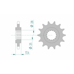 Piñon AFAM acero estandar 91800 - Paso 525-17 Dientes